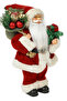 Christmas Realistic Figurine Santa Claus Gift Bag Red Checkered 30cm