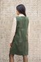 Khaki Green Color Square Neck Short Cashmere Jile Dress - 5