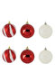 Christmas Balls Set Candy Red Matte Shiny White Glitter 10 cm - 6 Pcs - 2