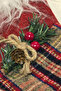 Christmas Decorative Stocking 3D Red Checkered Santa Claus Fur Hat 35 cm - 3