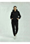 Women's Black 3 Thread Tracksuit Set with Kangaroo Pocket Soft Textured O Oversized Comfortable Fit