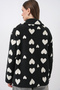 55446 Zippered Oversized Plush Jacket Coat - Black - 7