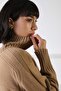 Camel Long Sleeve Half Turtleneck Side Slit Cashmere Women's Knitwear Sweater - 2