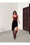 Black Skirt with Side Tassels Asymmetric Linen Skirt - 2