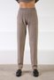 Taupe High-Waist Pocketed Straight Leg Cashmere Women's Knit Pants - 3