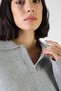 Gray Long Sleeve Relaxed Fit Polo Neck Cashmere Women's Knitwear Sweater - 4