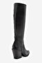 Women's Heeled Pointed Toe Zippered Boots Real Leather Dc 1591 Floter Black - 4