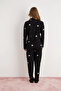 Women's Front Buttoned Long Sleeve Daisy Patterned Pajama Set - 3