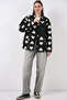 55446 Zippered Oversized Plush Jacket Coat - Black - 2