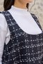 Black Tweed Short Square Neck Gilet Dress - 3