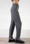 Anthracite High Waist Pocketed Straight Leg Cashmere Women's Knitwear Trousers