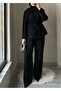 Stone Detailed High Waist Black Fabric Trousers - 6