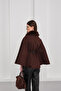 Women's Fur-Trimmed Batwing Sleeve Poncho - 4