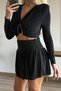 Buckle Detailed Gathered Glitter Long Sleeve Blouse - 2