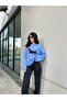 Blue Soft Textured Wide Fit Dog Pattern Knitwear Sweater - 6