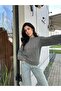 Hair Braid Patterned Soft Textured Women's Knitwear Sweater Anrasit - 6