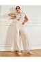 Women Beige Plain Wide Leg Trousers - 5