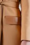 Camel Genuine Leather Cashmere Coat with Accessories - 5