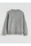 Lcw Kids Gray Crew Neck Patterned Girls' Knitwear Sweater