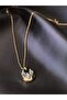 Gold Steel Alya Necklace with Phoenix Figure and Zircon Stone with Openable Clasp - 2