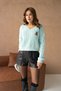 Women's V-Neck Embroidery Detail Lace-Like Knit Knitwear Sweater 225008 - 4