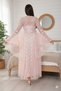 Women's Powder Luxury Boxed Special Design Pearl Stone Satin Nightgown Tulle Dressing Gown Underwear Dowry Set - 5