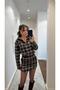 Premium Design Plaid Square Thick Buckle Fabric Drape Detail Asymmetrical Cut Hem Shirt Pininterest Dress