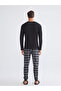   Black Standard Fit Men's Pajama Set - 4