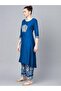 Women Blue Embroidered Kurta with Palazzo Set - 3