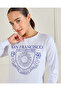 Women White Printed Basic Sweatshirt - 4