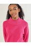 Senior Girls Plain Pink High Neck Pullover - 4