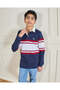 Navy Cut & Sew Long Sleeve Polo - 5