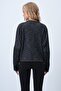 Women's Anthracite Degaje Collar Wide Cut Knitted Blouse Alc-X13126 - 7