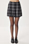 Checkered Pleated Mini Woven Skirt Ldn0001 Black - 4
