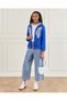 Senior Girls Blue Printed Hooded Front Zipper Jacket - 2