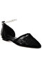 Women Pearl & Rhinestone Strap Flat Sandals in Black
