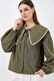Women's Peter Pan collar Shirt 20314 - Khaki - 3