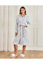 Women Blue All Over Print Quilted Nightgown - 2
