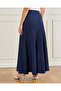 Navy Flared Hem Textured Knitted Skirt - 3