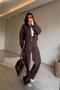 Women's Zippered Oversized Sweat and High-Waisted Sweatpants Set Nm018