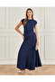 Navy Flared Hem Textured Knitted Skirt - 2