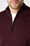 Romulo Men's Burgundy Cotton Italian F Corded Fabric Half Zip D Mock Neck Regular Fit Sweater - 2
