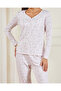 Lace Trim V-Neck A/O Aop Pajama Set - 4