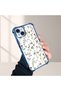iPhone 15 Plus Compatible Transparent Silicone Flutter Protective Case Flower Patterns - 5