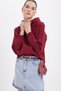Women's Relax Fit Comfortable Cut Cotton Hooded Kangaroo Pocket Burgundy Sweatshirt - 6