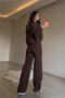 Women's Zippered Oversized Sweat and High-Waisted Sweatpants Set Nm018 - 4