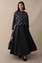 Plaid Pattern Jacket Skirt Black Set