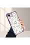 iPhone 16E Compatible Transparent Silicone Flutter Protective Case Flower Patterns - 4