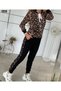 New Season Women's Sporty Stylish Leopard Print Viscose Blouse Pants Two Piece Set