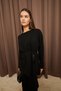 Women's Black Waist Tied Button Detailed Corded Fabric Knitwear Sweater Trousers Two-Piece Set - 6